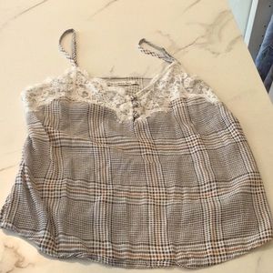 Abercrombie and Fitch plaid and white lace trim camisole, XS